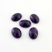 56.30 Carat African Amethyst 18x13mm Smooth Oval Shape A Grade Cabochons Parcel - Total 5 Pcs.