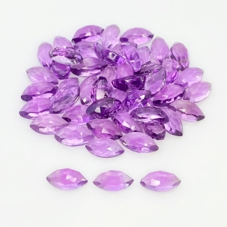 60.25 Carat African Amethyst 10x5mm Rose Cut Marquise Shape AA Grade Cabochons Parcel - Total 50 Pcs.