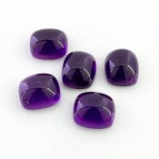 53.75 Carat African Amethyst 14x12mm Smooth Cushion Shape A Grade Cabochons Parcel - Total 5 Pcs.