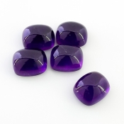 53.75 Carat African Amethyst 14x12mm Smooth Cushion Shape A Grade Cabochons Parcel - Total 5 Pcs.