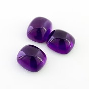 33.45 Carat African Amethyst 14x12mm Smooth Cushion Shape A Grade Cabochons Parcel - Total 3 Pcs.