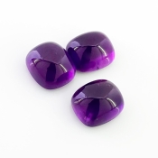 33.45 Carat African Amethyst 14x12mm Smooth Cushion Shape A Grade Cabochons Parcel - Total 3 Pcs.
