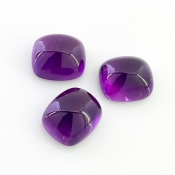33.45 Carat African Amethyst 14x12mm Smooth Cushion Shape A Grade Cabochons Parcel - Total 3 Pcs.