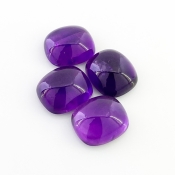 53.85 Carat African Amethyst 16x14mm Smooth Cushion Shape A Grade Cabochons Parcel - Total 4 Pcs.