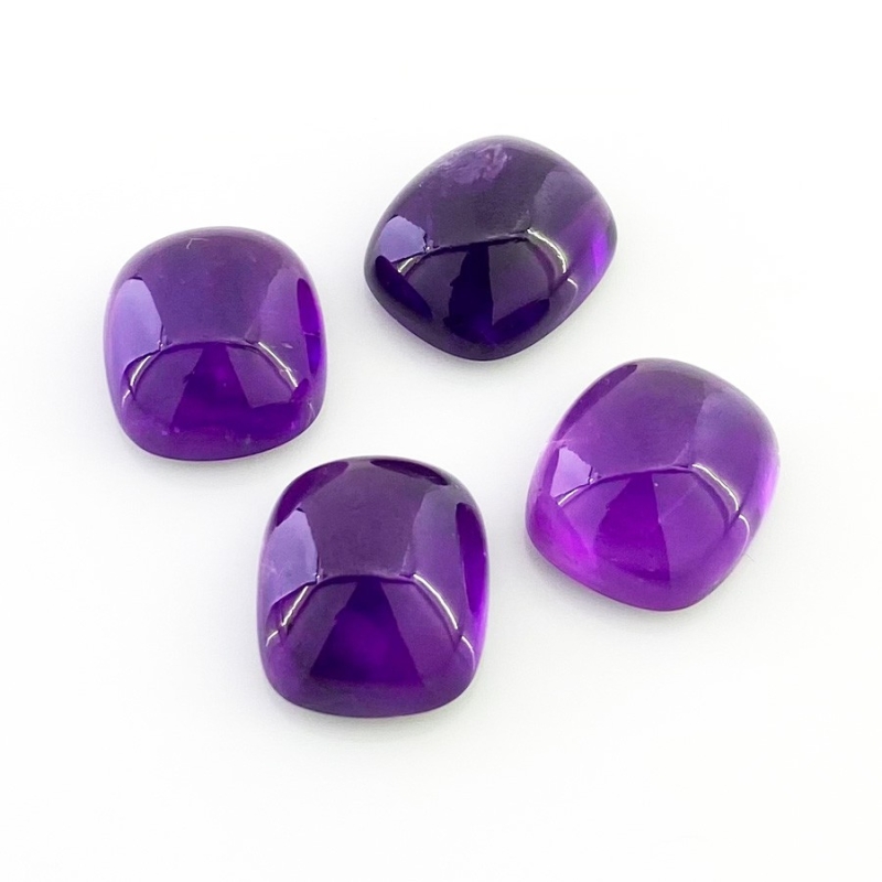 53.85 Carat African Amethyst 16x14mm Smooth Cushion Shape A Grade Cabochons Parcel - Total 4 Pcs.