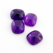 53.85 Carat African Amethyst 16x14mm Smooth Cushion Shape A Grade Cabochons Parcel - Total 4 Pcs.