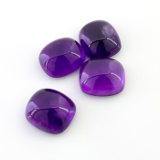 53.85 Carat African Amethyst 16x14mm Smooth Cushion Shape A Grade Cabochons Parcel - Total 4 Pcs.