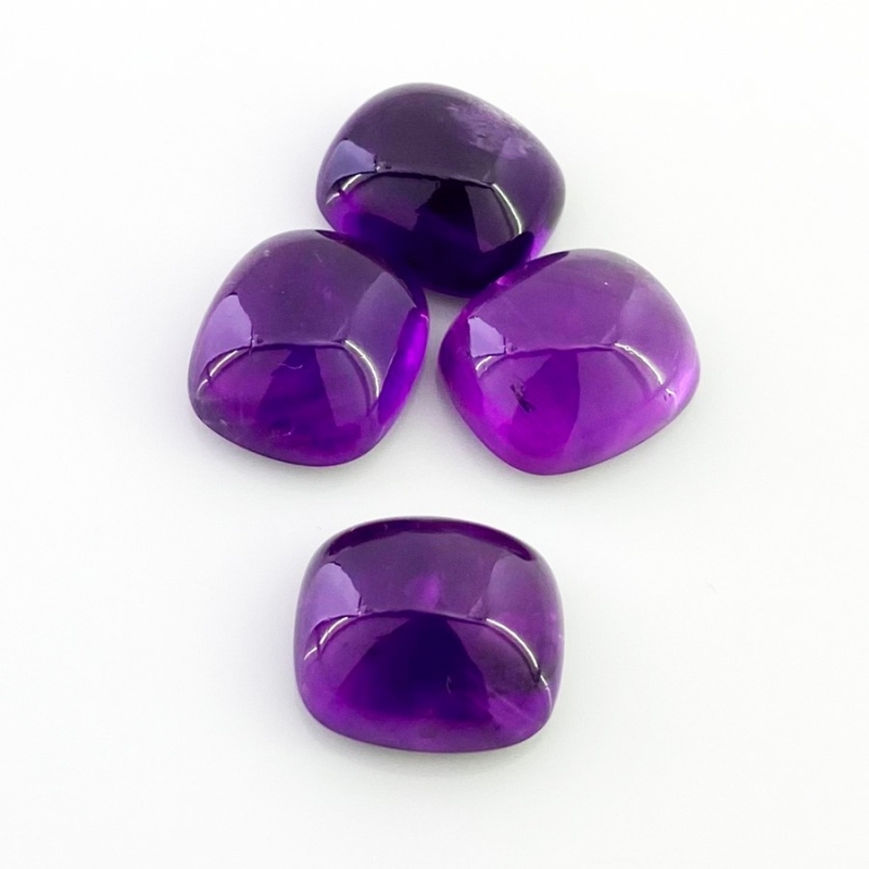 53.85 Carat African Amethyst 16x14mm Smooth Cushion Shape A Grade Cabochons Parcel - Total 4 Pcs.