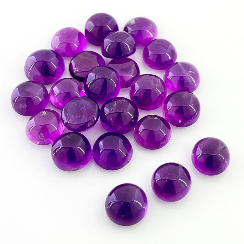 101.90 Cts. African Amethyst 9.5-11mm Smooth Round Shape A Grade Cabochons Parcel - Total 23 Pcs.