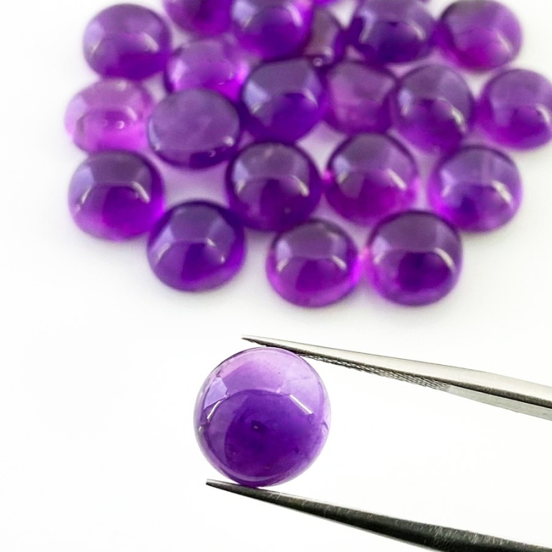 101.90 Cts. African Amethyst 9.5-11mm Smooth Round Shape A Grade Cabochons Parcel - Total 23 Pcs.