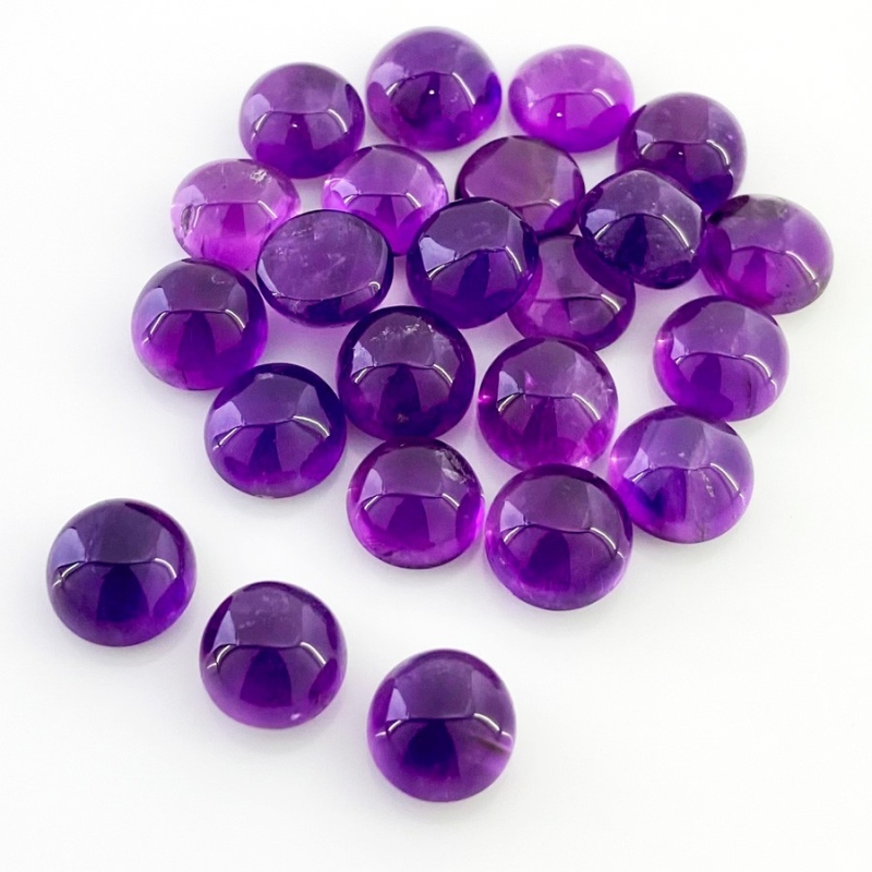 101.90 Cts. African Amethyst 9.5-11mm Smooth Round Shape A Grade Cabochons Parcel - Total 23 Pcs.