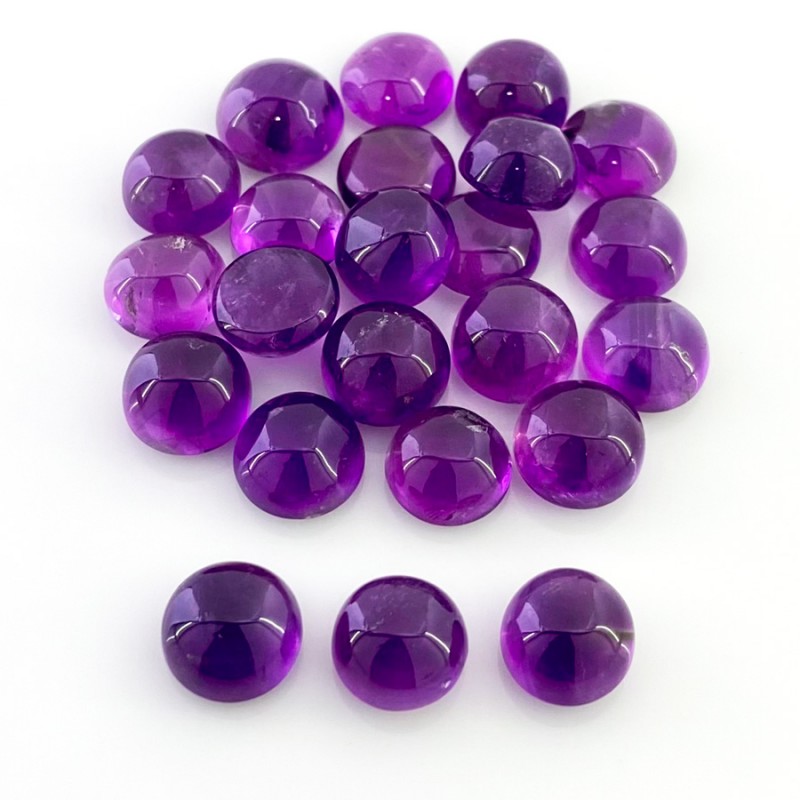 African Amethyst Smooth Round Shape A Grade Cabochon Parcel - 9.5-11mm - 23 Pc. - 101.90 Cts.