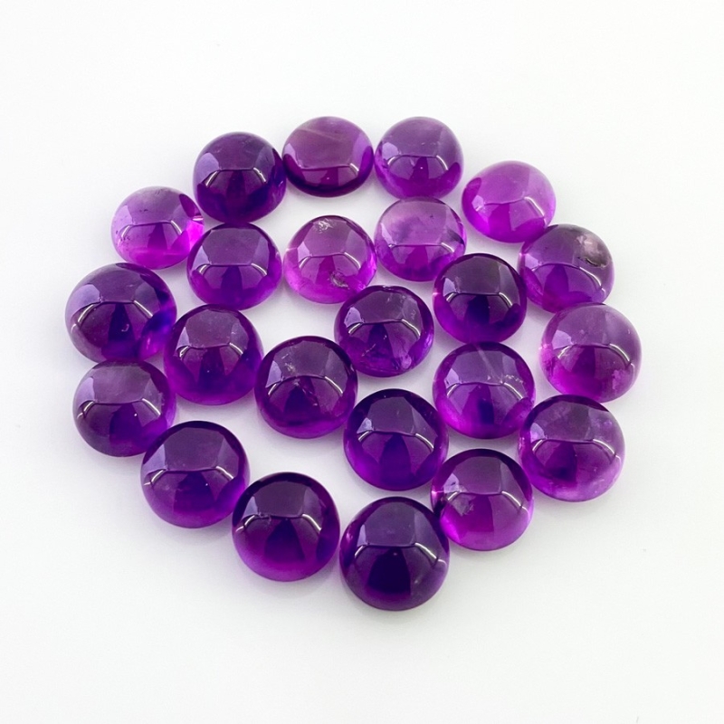 101.90 Cts. African Amethyst 9.5-11mm Smooth Round Shape A Grade Cabochons Parcel - Total 23 Pcs.
