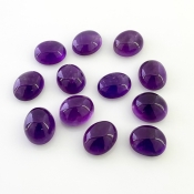 63.80 Cts. African Amethyst 11.5x10-12x10mm Smooth Oval Shape A Grade Cabochons Parcel - Total 12 Pcs.