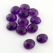63.80 Cts. African Amethyst 11.5x10-12x10mm Smooth Oval Shape A Grade Cabochons Parcel - Total 12 Pcs.