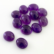 63.80 Cts. African Amethyst 11.5x10-12x10mm Smooth Oval Shape A Grade Cabochons Parcel - Total 12 Pcs.