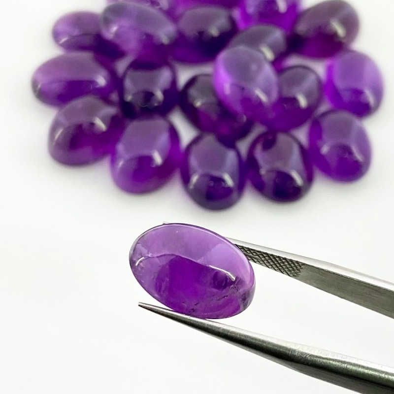 142.50 Cts. African Amethyst 14x10mm Smooth Oval Shape A Grade Cabochons Parcel - Total 20 Pcs.