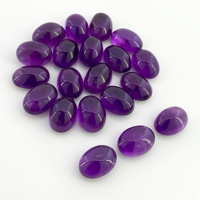142.50 Cts. African Amethyst 14x10mm Smooth Oval Shape A Grade Cabochons Parcel - Total 20 Pcs.