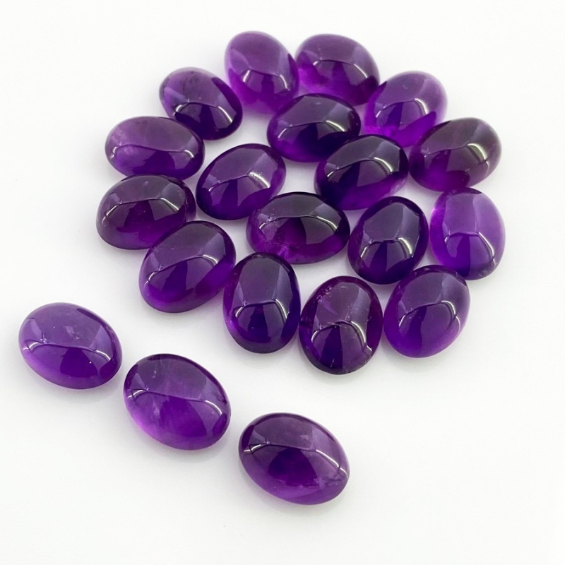 142.50 Cts. African Amethyst 14x10mm Smooth Oval Shape A Grade Cabochons Parcel - Total 20 Pcs.