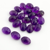 142.50 Cts. African Amethyst 14x10mm Smooth Oval Shape A Grade Cabochons Parcel - Total 20 Pcs.