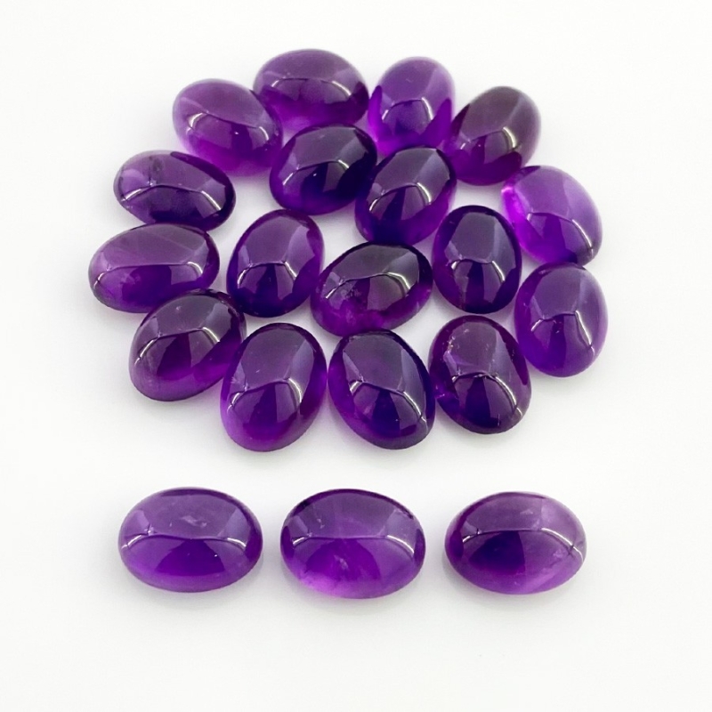142.50 Cts. African Amethyst 14x10mm Smooth Oval Shape A Grade Cabochons Parcel - Total 20 Pcs.