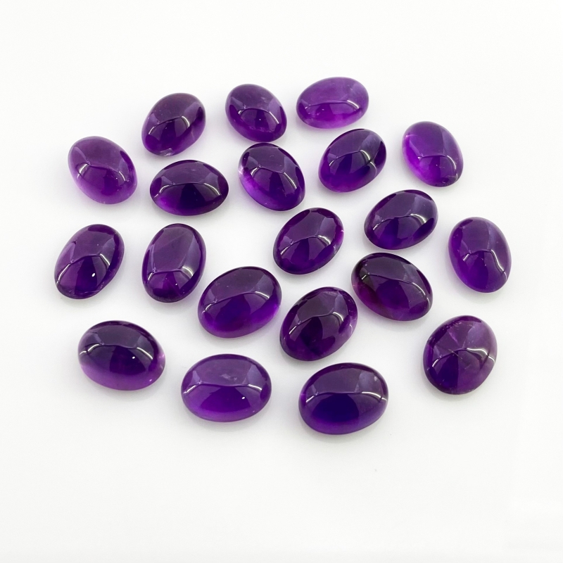 142.50 Cts. African Amethyst 14x10mm Smooth Oval Shape A Grade Cabochons Parcel - Total 20 Pcs.