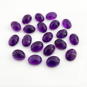 142.50 Cts. African Amethyst 14x10mm Smooth Oval Shape A Grade Cabochons Parcel - Total 20 Pcs.