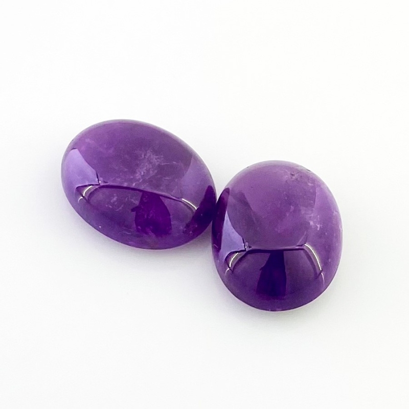 34.65 Cts. African Amethyst 20x15mm Smooth Oval Shape A Grade Cabochons Parcel - Total 2 Pcs.