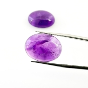 34.65 Cts. African Amethyst 20x15mm Smooth Oval Shape A Grade Cabochons Parcel - Total 2 Pcs.