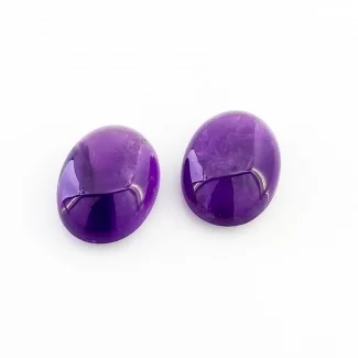 African Amethyst Smooth Oval Shape A Grade Cabochon Parcel - 20x15mm - 2 Pc. - 34.65 Cts.