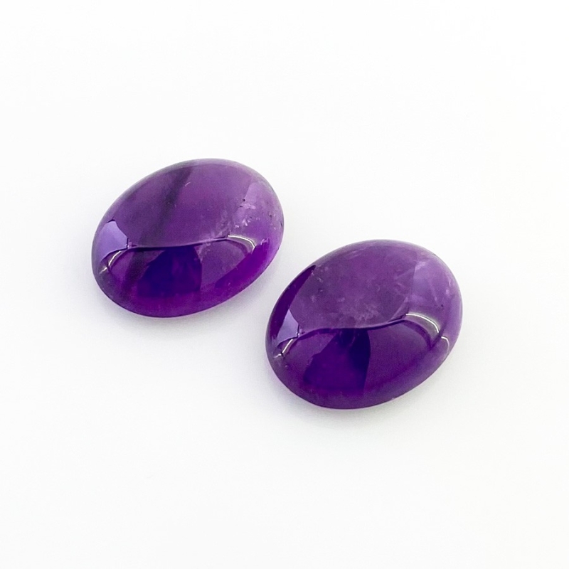 34.65 Cts. African Amethyst 20x15mm Smooth Oval Shape A Grade Cabochons Parcel - Total 2 Pcs.