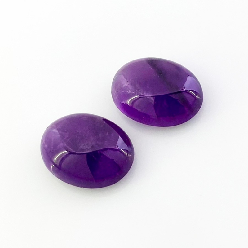 34.65 Cts. African Amethyst 20x15mm Smooth Oval Shape A Grade Cabochons Parcel - Total 2 Pcs.