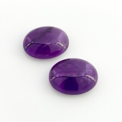 34.65 Cts. African Amethyst 20x15mm Smooth Oval Shape A Grade Cabochons Parcel - Total 2 Pcs.