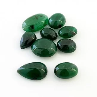 34.45 Emerald 2.25-6.25carat Smooth Mix Shape B Grade Cabochons Parcel - Total 9 Pcs.