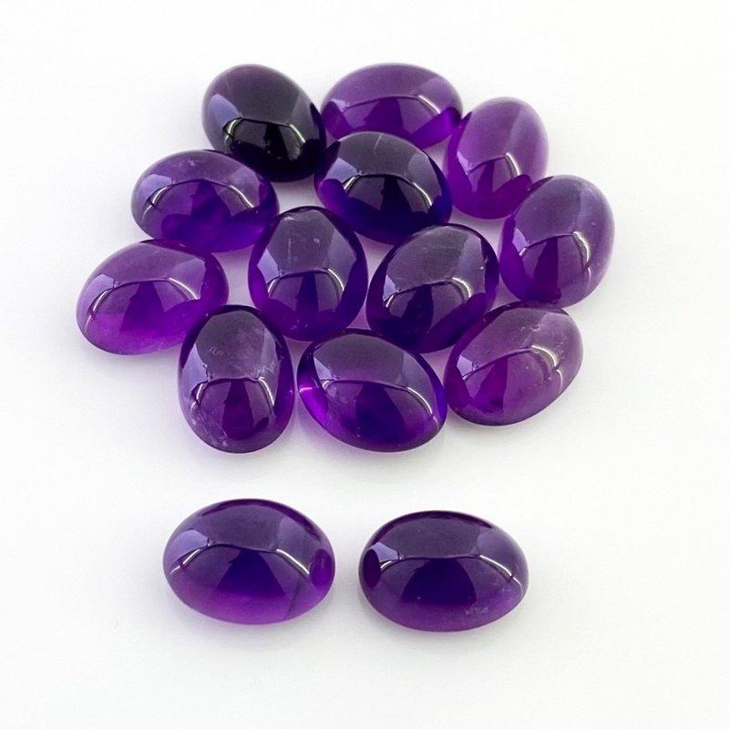 97.15 Cts. African Amethyst 14x10mm Smooth Oval Shape A Grade Cabochons Parcel - Total 14 Pcs.