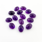 97.15 Cts. African Amethyst 14x10mm Smooth Oval Shape A Grade Cabochons Parcel - Total 14 Pcs.