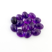 97.15 Cts. African Amethyst 14x10mm Smooth Oval Shape A Grade Cabochons Parcel - Total 14 Pcs.