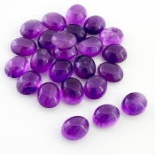69.70 Cts. African Amethyst 10X8mm Smooth Oval Shape A Grade Cabochons Parcel - Total 24 Pcs.