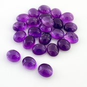 69.70 Cts. African Amethyst 10X8mm Smooth Oval Shape A Grade Cabochons Parcel - Total 24 Pcs.