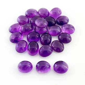 69.70 Cts. African Amethyst 10X8mm Smooth Oval Shape A Grade Cabochons Parcel - Total 24 Pcs.