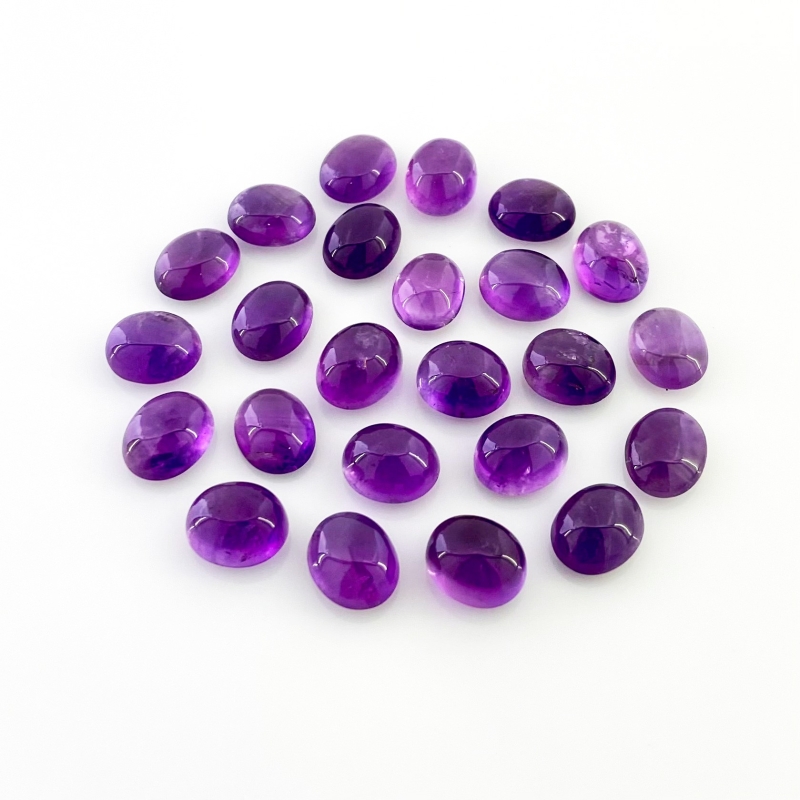 69.70 Cts. African Amethyst 10X8mm Smooth Oval Shape A Grade Cabochons Parcel - Total 24 Pcs.