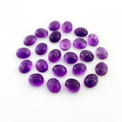 69.70 Cts. African Amethyst 10X8mm Smooth Oval Shape A Grade Cabochons Parcel - Total 24 Pcs.