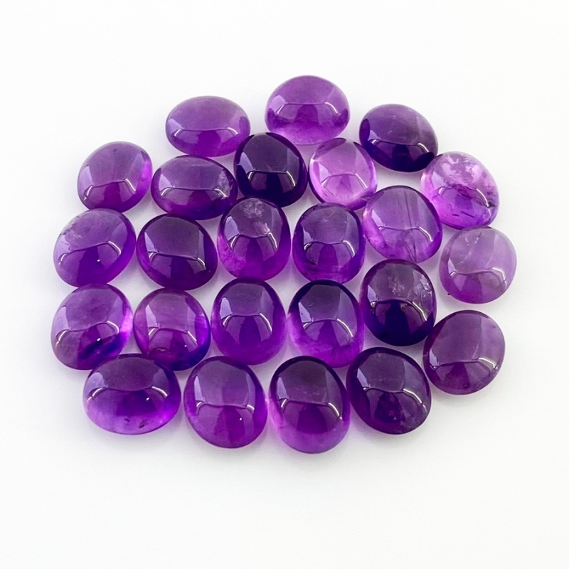 69.70 Cts. African Amethyst 10X8mm Smooth Oval Shape A Grade Cabochons Parcel - Total 24 Pcs.