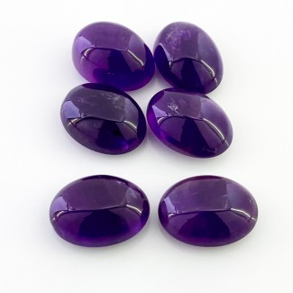 African Amethyst Smooth Oval Shape A Grade Cabochon Parcel - 18x13mm - 6 Pc. - 79.25 Cts.