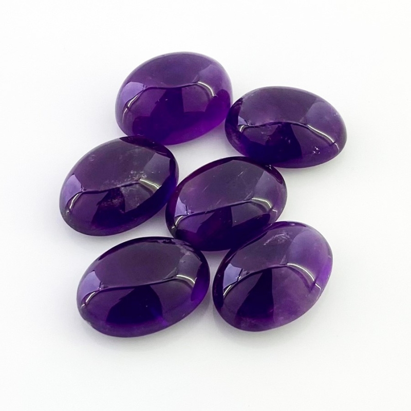 79.25 Cts. African Amethyst 18x13mm Smooth Oval Shape A Grade Cabochons Parcel - Total 6 Pcs.