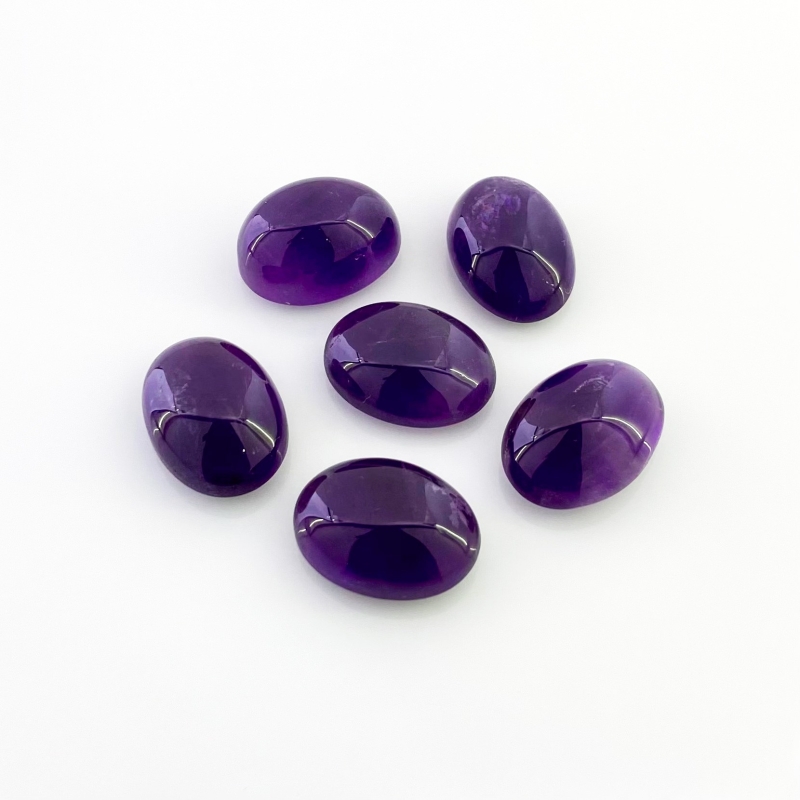 79.25 Cts. African Amethyst 18x13mm Smooth Oval Shape A Grade Cabochons Parcel - Total 6 Pcs.