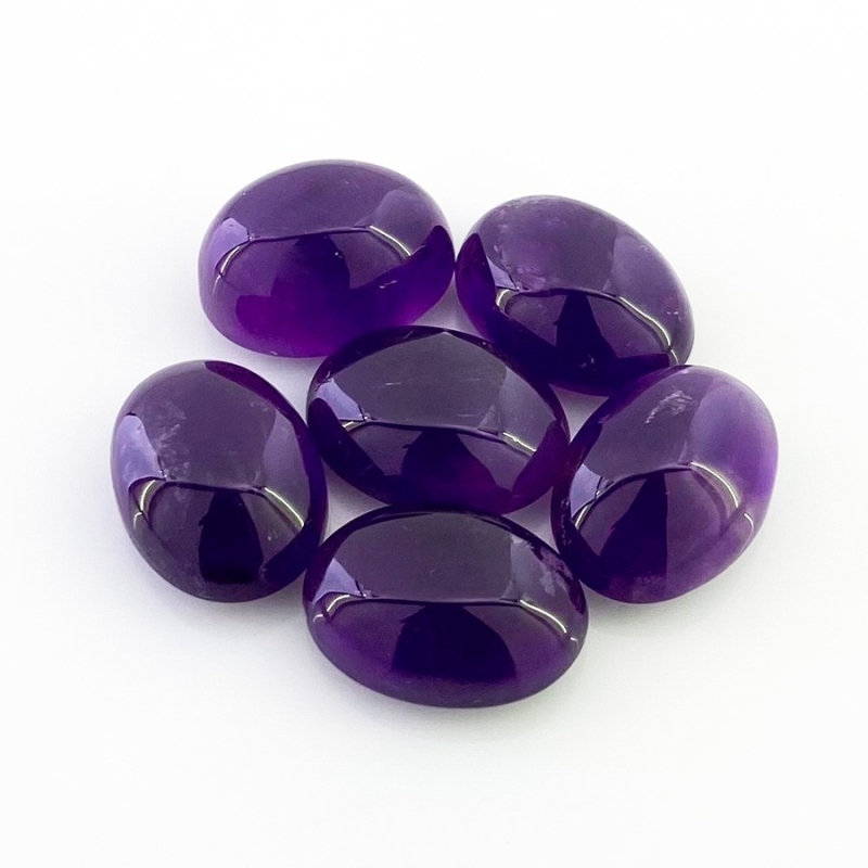79.25 Cts. African Amethyst 18x13mm Smooth Oval Shape A Grade Cabochons Parcel - Total 6 Pcs.