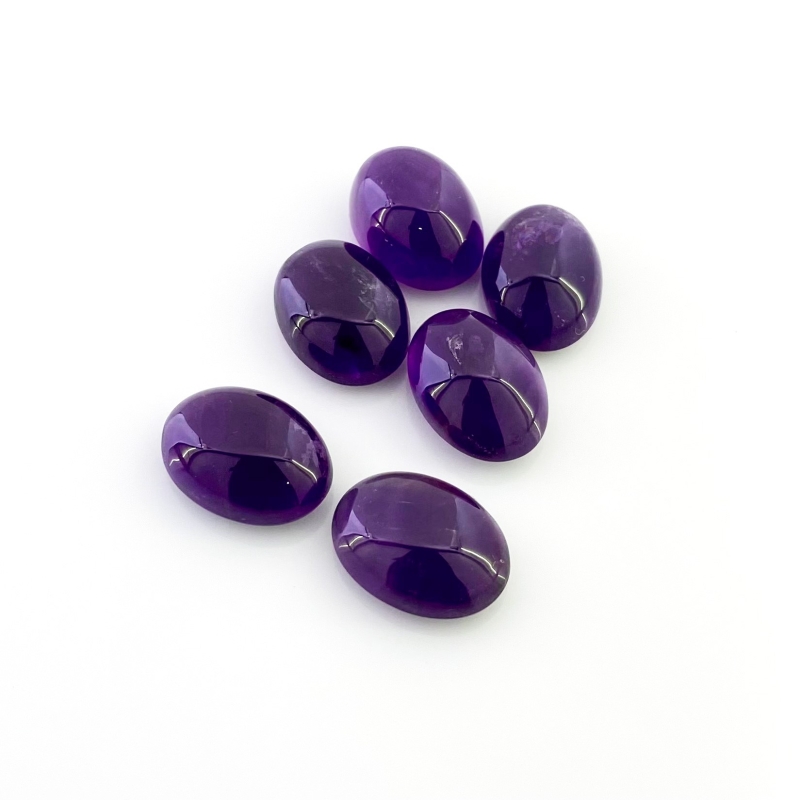 79.25 Cts. African Amethyst 18x13mm Smooth Oval Shape A Grade Cabochons Parcel - Total 6 Pcs.