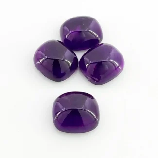 56.90 Carat African Amethyst 16x14mm Smooth Cushion Shape A Grade Cabochons Parcel - Total 4 Pcs.