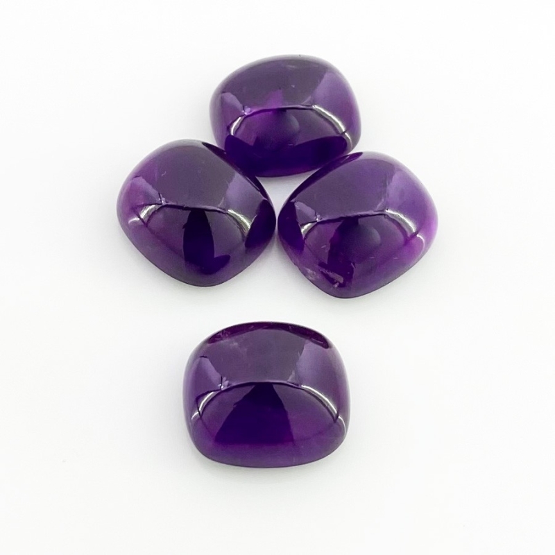 56.90 Carat African Amethyst 16x14mm Smooth Cushion Shape A Grade Cabochons Parcel - Total 4 Pcs.